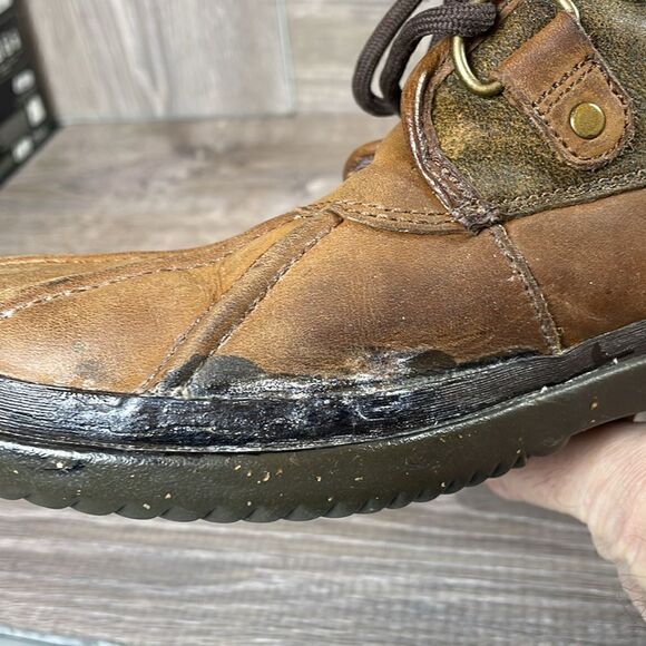 Ugg Cecile Brown Leather Lace Women’s Sz 8 Warm Shearling Waterproof Duck Boots - Picture 12 of 12